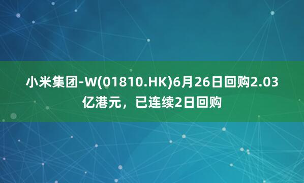 小米集团-W(01810.HK)6月26日回购2.03亿港元，已连续2日回购